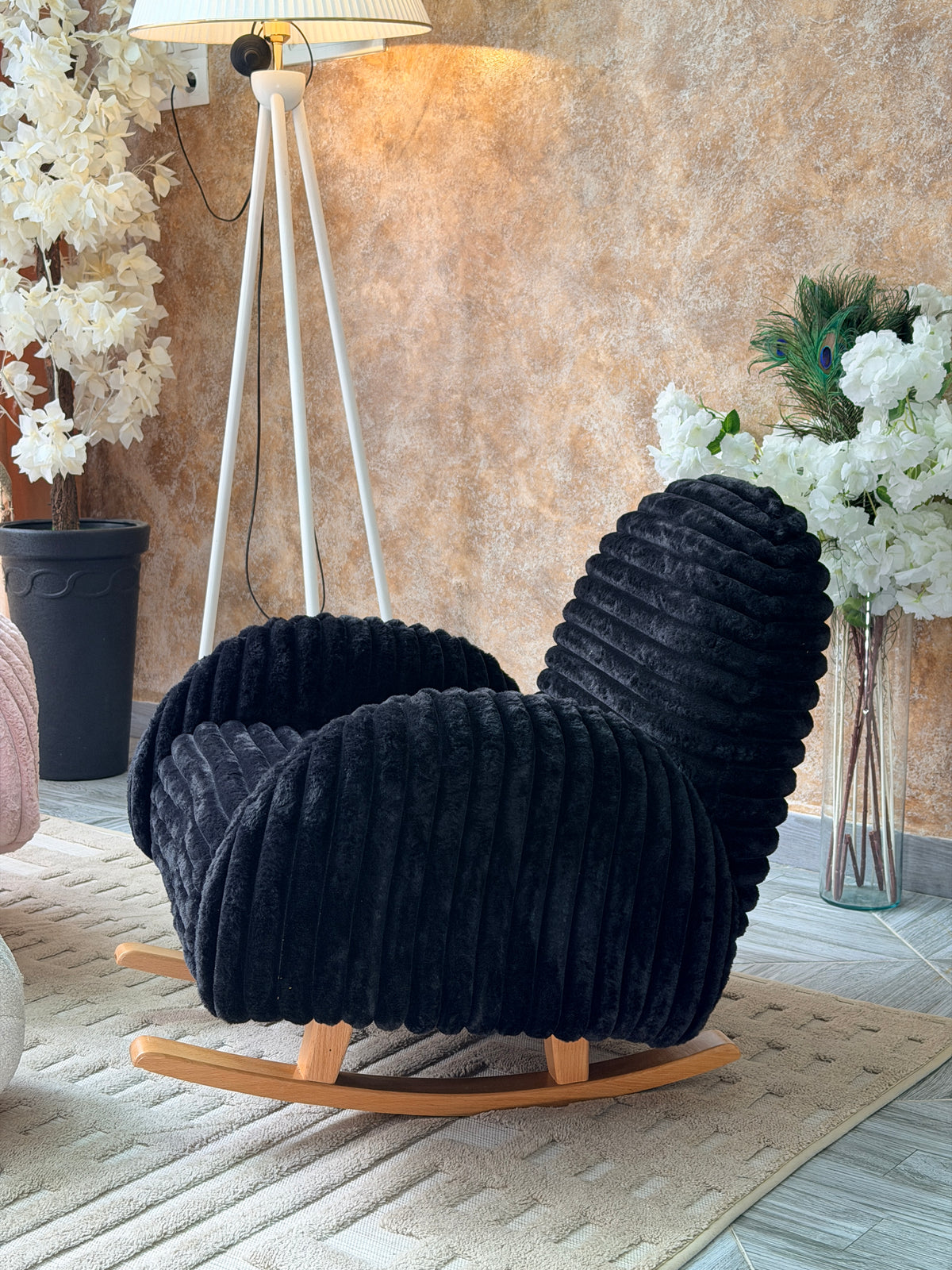 Cocon Home — Fauteuil à bascule bouclé pour enfant (2-7 ans)