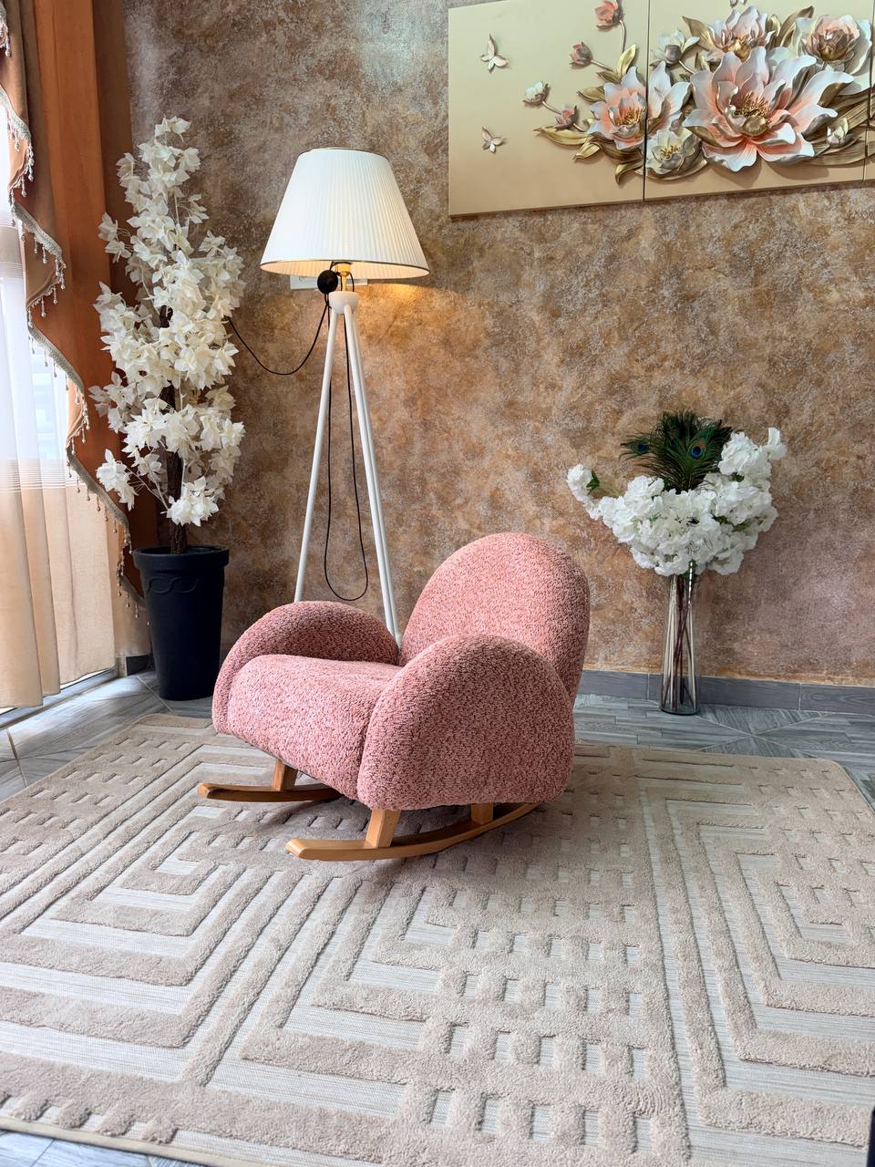 Cocon Home — Fauteuil à bascule bouclé pour enfant (2-7 ans)