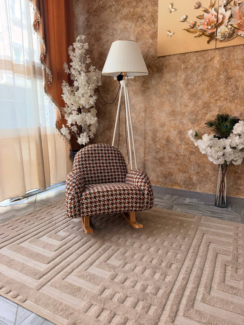 Cocon Home — Fauteuil à bascule bouclé pour enfant (2-7 ans)